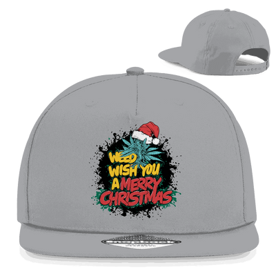 Schwarze Division420 Snapback Cap mit Weed-Motiv und flachem Schirm aus Baumwoll-Twill