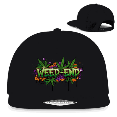 Division420 Snapback Rapper Cap Weed-End aus Baumwoll-Twill mit flachem Schirm und Retro-Snapbackverschluss in urbanem Streetwear-Design