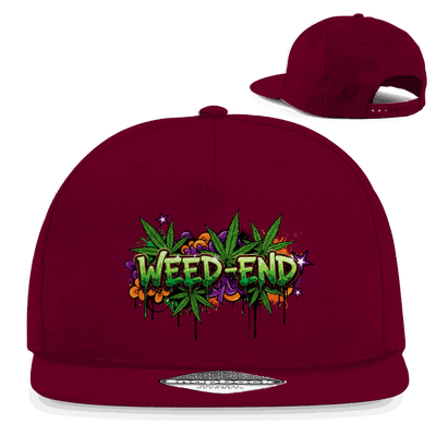 Division420 Snapback Rapper Cap Weed-End aus Baumwoll-Twill mit flachem Schirm und Retro-Snapbackverschluss