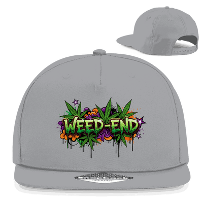 Snapback Rapper Cap Weed-End aus 100% Baumwoll-Twill mit Retro-Snapback-Verschluss und urbanem 5-Panel Design