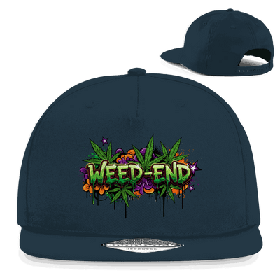 Division420 Snapback Rapper Cap Weed-End in urbanem 5-Panel Design aus Baumwoll-Twill mit flachem Schirm und Retro-Snapbackverschluss
