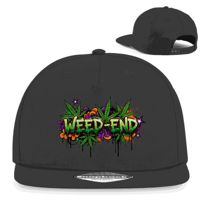 Division420 Snapback Rapper Cap Weed-End aus Baumwoll-Twill mit flachem Schirm und Retro-Snapbackverschluss