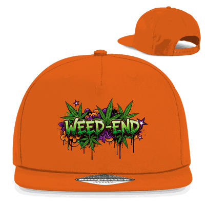 Division420 Snapback Rapper Cap Weed-End aus Baumwoll-Twill mit flachem Schirm und Retro Snapback-Verschluss
