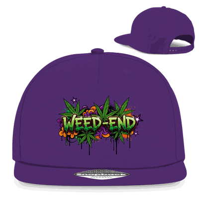 Division420 Snapback Rapper Cap Weed-End aus Baumwoll-Twill mit flachem Schirm und Retro-Snapback-Verschluss