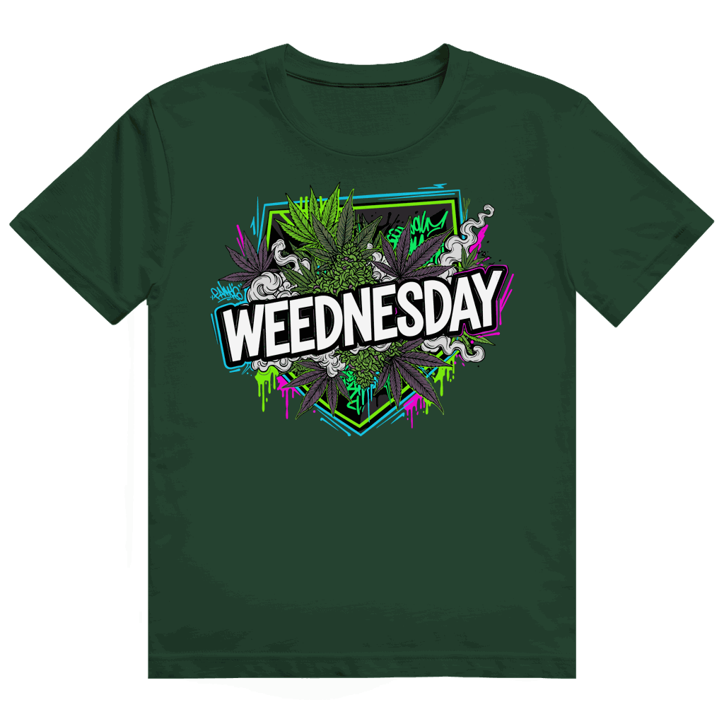 Division420 Heavy Cotton T-Shirt in modernem Tubular Fit mit Weednesday Art Print und nachhaltiger Herstellung