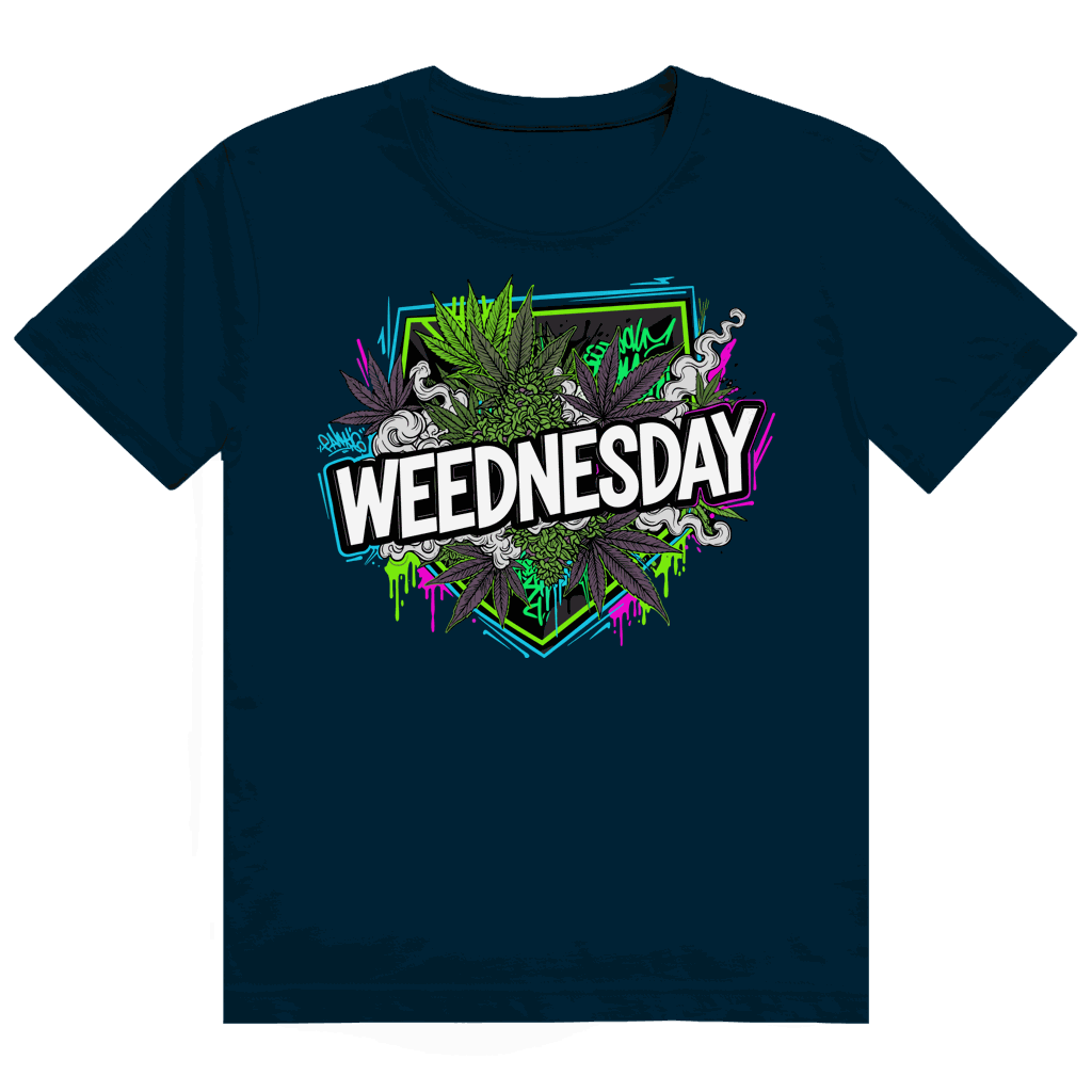 Heavy Cotton T-Shirt mit Weednesday Art Print von Division420 in hochwertiger Baumwolle und modernem Tubular Fit