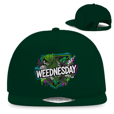 Snapback Cap mit Weednesday Art Print, 5-Panel Baumwoll-Twill, urbaner Rapper Style