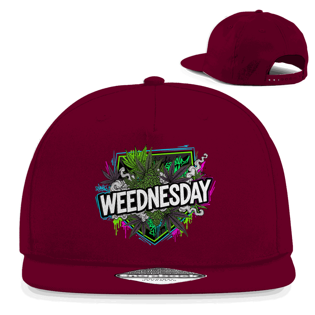 Division420 Snapback Cap mit Weednesday Art Print, 100% Baumwoll-Twill, urbaner Style und Retro-Snapbackverschluss