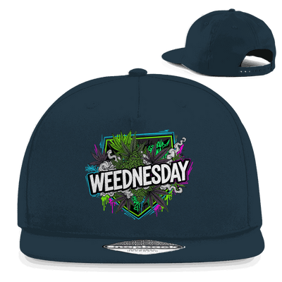 Division420 Snapback Cap mit Weednesday Art Print, schwarzes 5-Panel Design und flachem Schirm