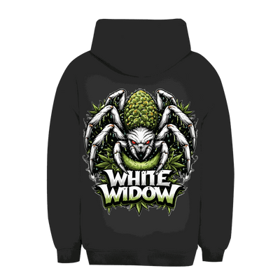 Unisex Oversize Hoodie White Widow von Division420 weiß mit Kängurutasche und Kapuze
