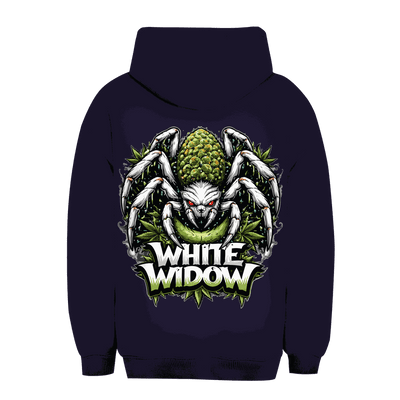 Unisex Oversize Hoodie weiß mit Kapuze und Kängurutasche von Division420