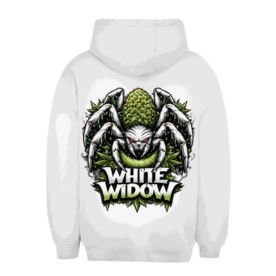 Unisex Oversize Hoodie White Widow von Division420 in Weiß mit Kapuze und Kängurutasche