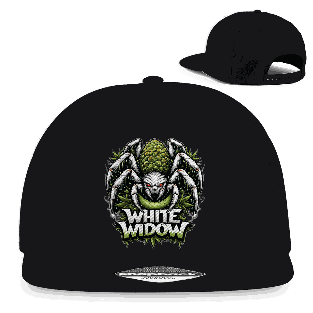 Weißes Division420 Snapback Cap White Widow mit flachem Schirm und Retro-Snapback-Verschluss