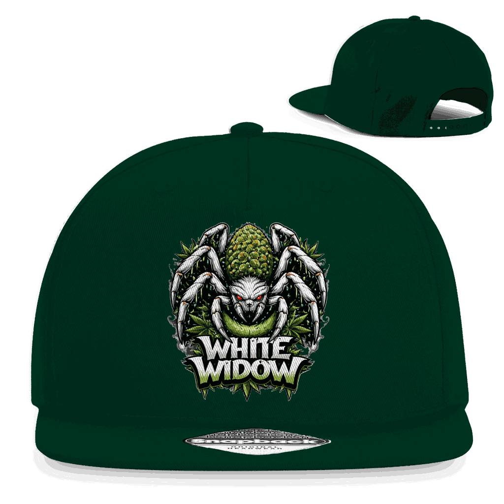 Weiße Snapback Cap White Widow von Division420 mit flachem Schirm und Retro-Snapbackverschluss