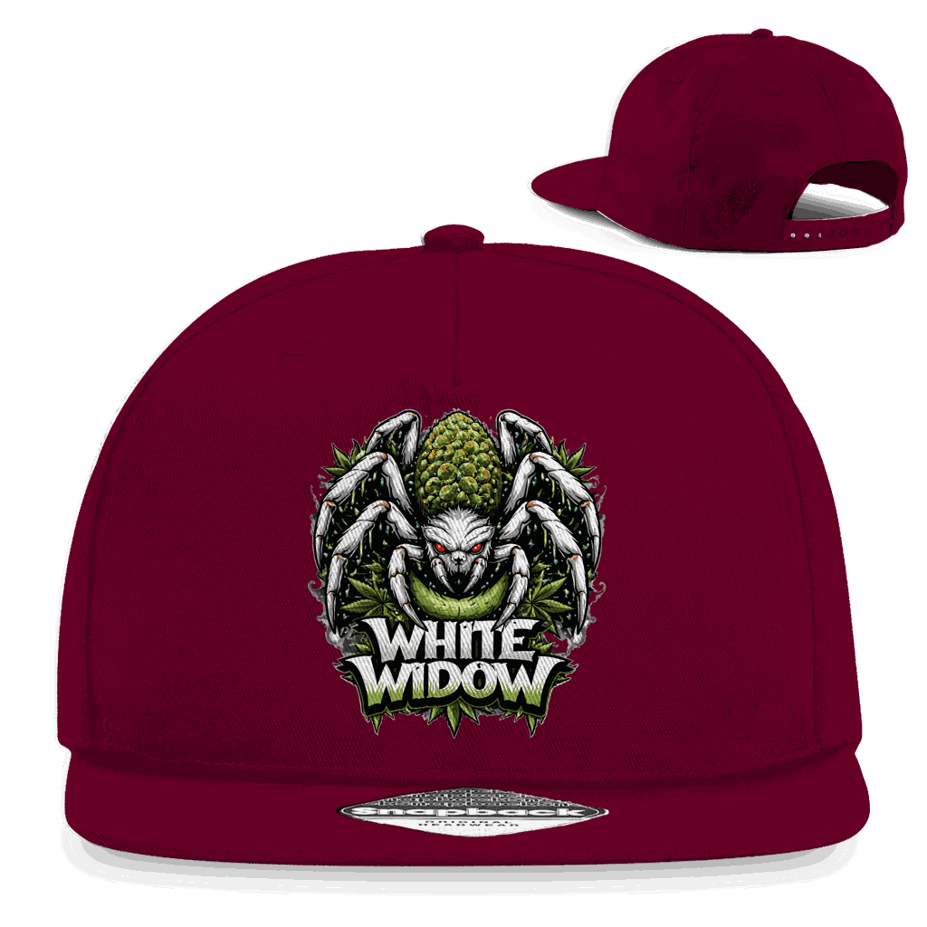 Weiße Snapback Cap White Widow aus Baumwoll-Twill mit flachem Schirm und Retro-Snapbackverschluss