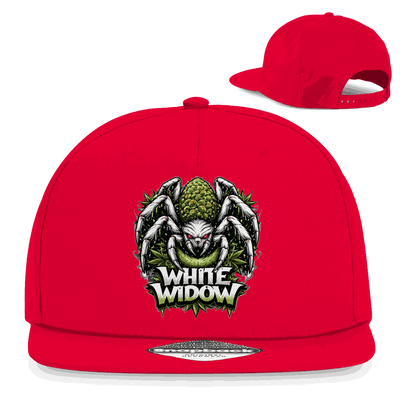 Weiße Snapback Cap White Widow von Division420 aus 100% Baumwolle mit flachem Schirm und Retro-Snapbackverschluss