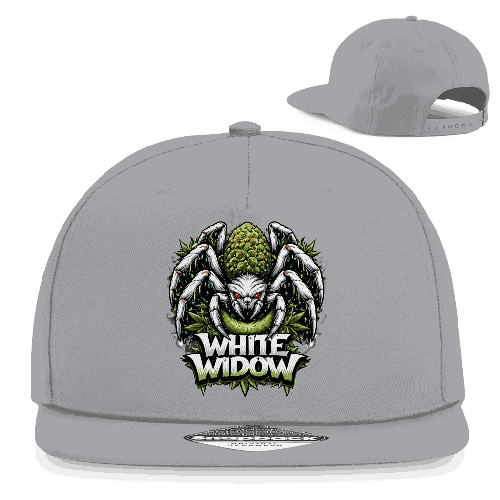 Weiße Snapback Cap White Widow von Division420 mit flachem Schirm und 5-Panel Design