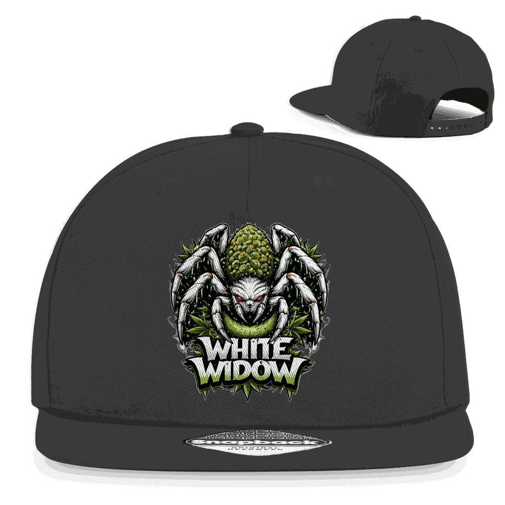 Weißes Division420 Snapback Cap White Widow aus Baumwoll-Twill mit flachem Schirm und Retro-Snapbackverschluss