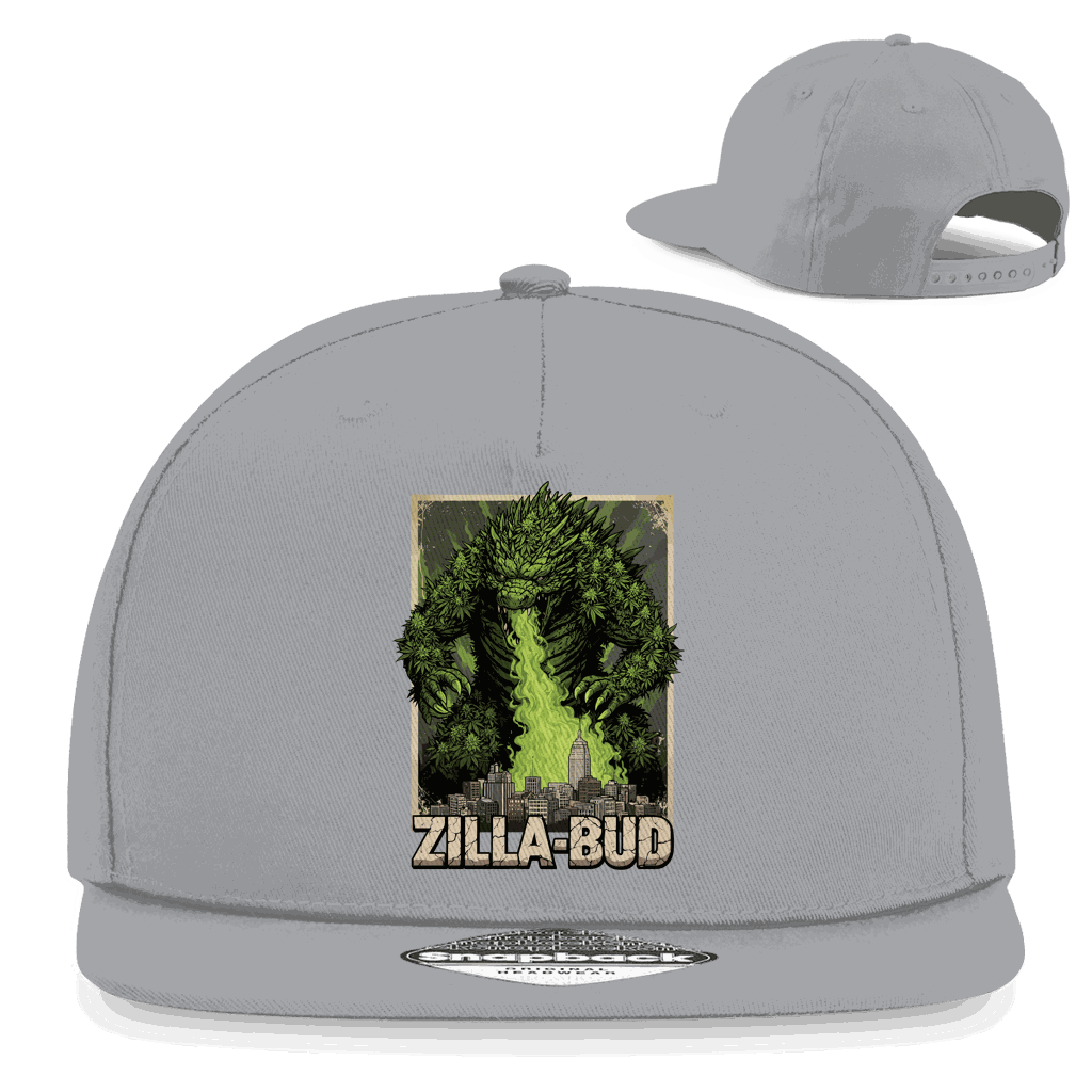 Schwarze Snapback Cap Zilla-Bud aus Baumwoll-Twill mit flachem Schirm und Retro-Snapbackverschluss